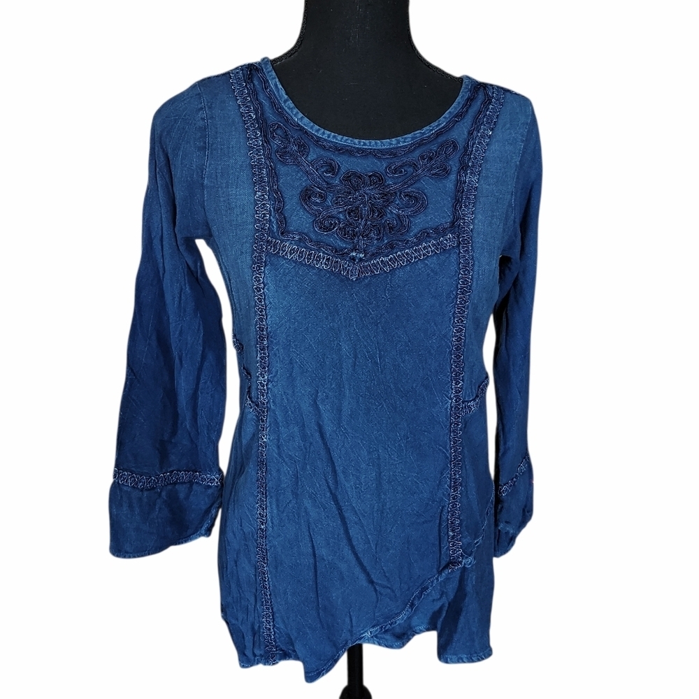 Parsley & Sage Rayon Fairycore Bohemian Embroidered Top size S